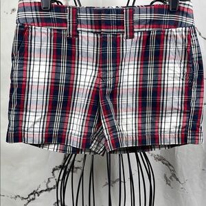 Tommy Hilfiger Cotton Plaid Shorts Red White & Blue Americana Summer Preppy